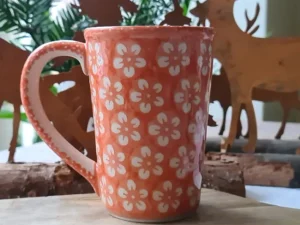 Becher ca. 250 ml - Ø8 cm, Höhe 11 cm, Bunzlau orange, BSN J-938^Bunzlauer Keramik New