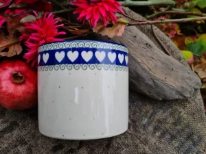 Blumentopf, 11 cm hoch, 13 cm Durchmesser, White Valentine, BSN J-4188^Bunzlauer Keramik Online