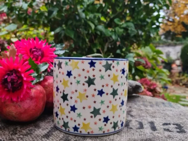 Blumentopf, 11 cm hoch, 13 cm Durchmesser, Sterne^Bunzlauer Keramik Online