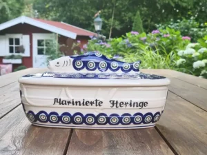 Fischdose ca. 27 x 12 x 12 cm, Einzelstück, antik eventuell Glasurrisse^Bunzlauer Keramik Outlet