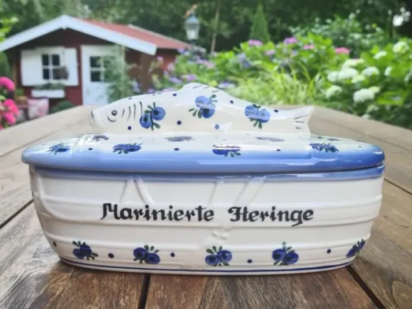 Fischdose ca. 27 x 12 x 12 cm, Einzelstück, antik eventuell Glasurrisse^Bunzlauer Keramik Fashion