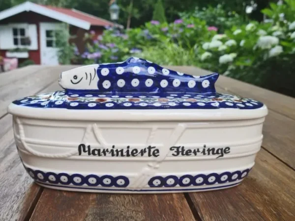 Fischdose ca. 27 x 12 x 12 cm, Einzelstück, antik eventuell Glasurrisse^Bunzlauer Keramik Fashion