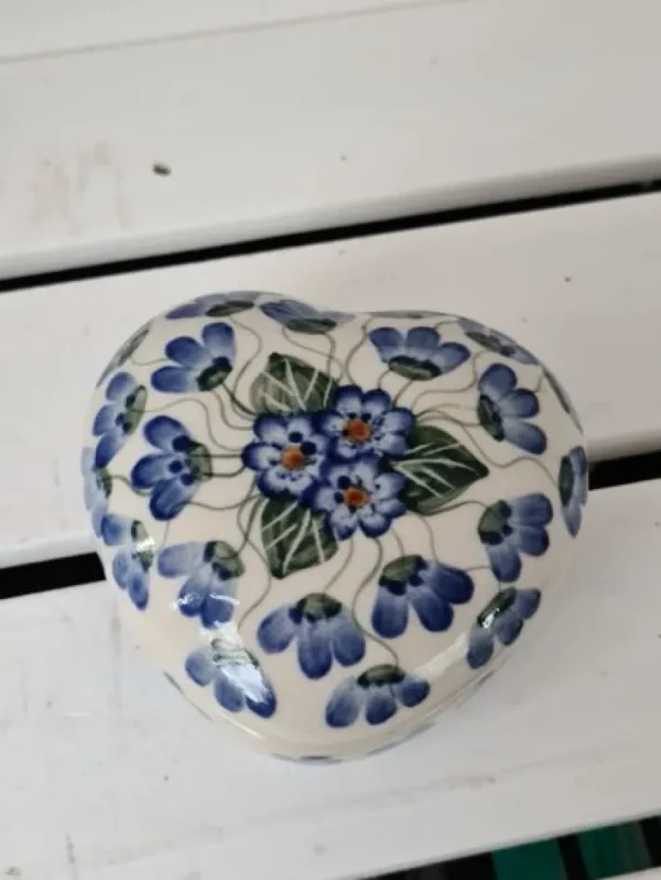 Herz als Dose, 9 x 5 cm, Unikat, antik eventuell Glasurrisse^Bunzlauer Keramik Best