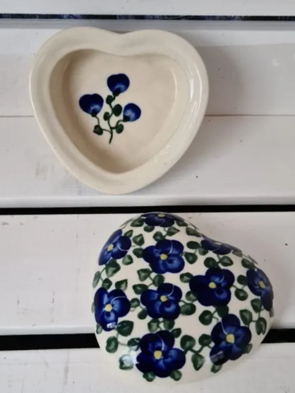 Herz als Dose, 9 x 5 cm, Unikat, antik eventuell Glasurrisse^Bunzlauer Keramik Fashion