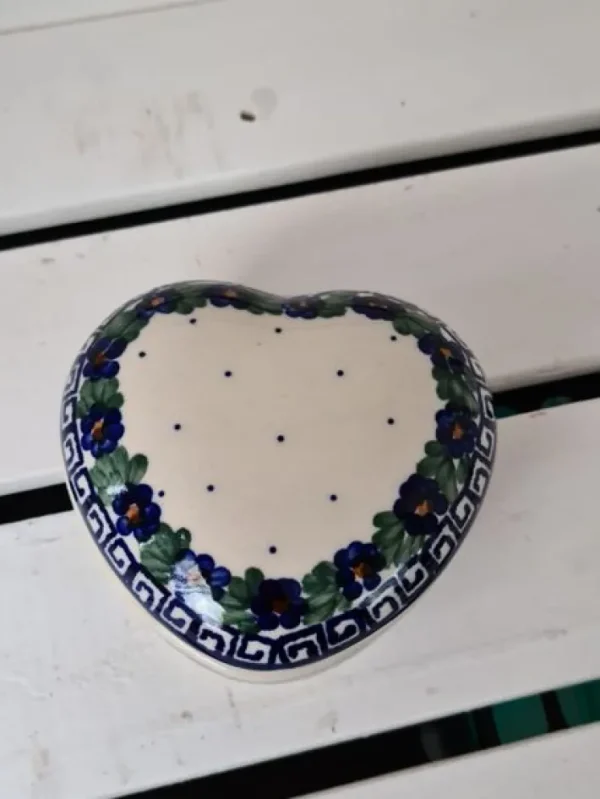 Herz als Dose, 9 x 5 cm, Unikat, antik eventuell Glasurrisse^Bunzlauer Keramik Sale