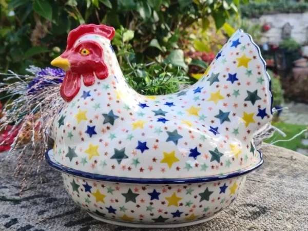 Huhn ca. 22 x 22 x 21 cm, Sterne^Bunzlauer Keramik Outlet