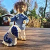 Hund, sitzend, 11 x 11 x 7,5 cm, Unikat 10- boleslawiec aardewerk - BSN 8030^Bunzlauer Keramik Outlet