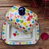 Kleine Butterdose, 15x11x8 cm, Liebe^Bunzlauer Keramik New
