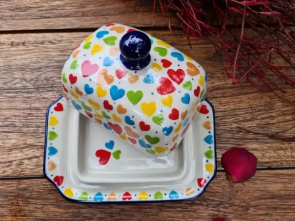 Kleine Butterdose, 15x11x8 cm, Liebe^Bunzlauer Keramik New