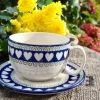 Maxi Tasse mit Unterteller, 375 ml, White Valentine, BSN R-161^Bunzlauer Keramik Hot