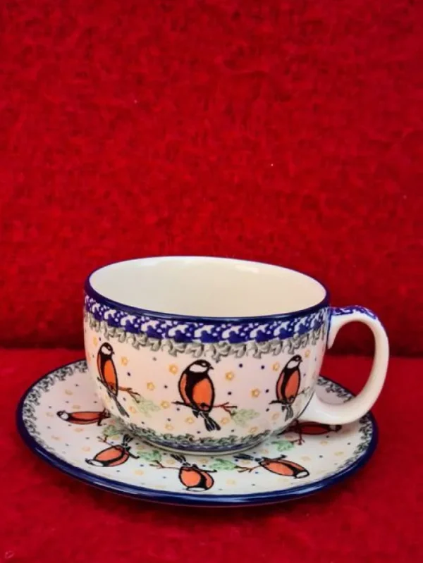 Maxi Tasse mit Unterteller, 375 ml, Vogel^Bunzlauer Keramik Sale