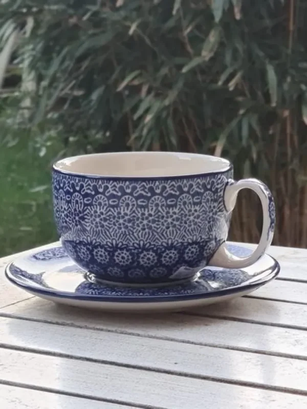 Maxi Tasse mit Unterteller, 375 ml, Lace^Bunzlauer Keramik Clearance