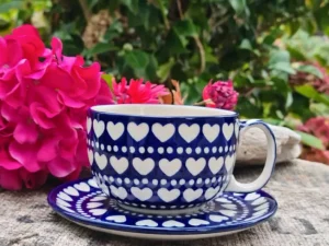 Maxi Tasse mit Unterteller, 375 ml, Ich Dich auch, BSN m-998^Bunzlauer Keramik Online