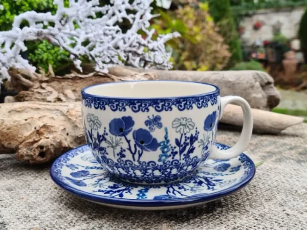 Maxi Tasse mit Unterteller, 375 ml, Garden of Joy^Bunzlauer Keramik Online