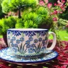 Maxi Tasse mit Unterteller, 375 ml, Forget me not, BSN J-1776^Bunzlauer Keramik Fashion