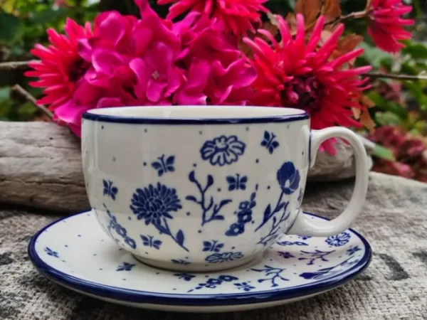 Maxi Tasse mit Unterteller, 375 ml, Flower Festival^Bunzlauer Keramik Sale