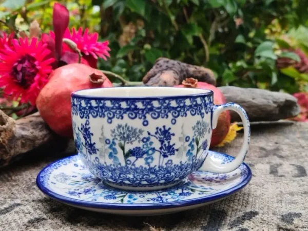 Maxi Tasse mit Unterteller, 375 ml, Floral Party^Bunzlauer Keramik Best