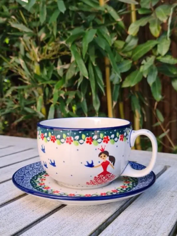 Maxi Tasse mit Unterteller, 375 ml, Prinzessin rot^Bunzlauer Keramik Sale