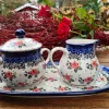 Milch, Zucker auf Tablett, Tea Rose^Bunzlauer Keramik Best