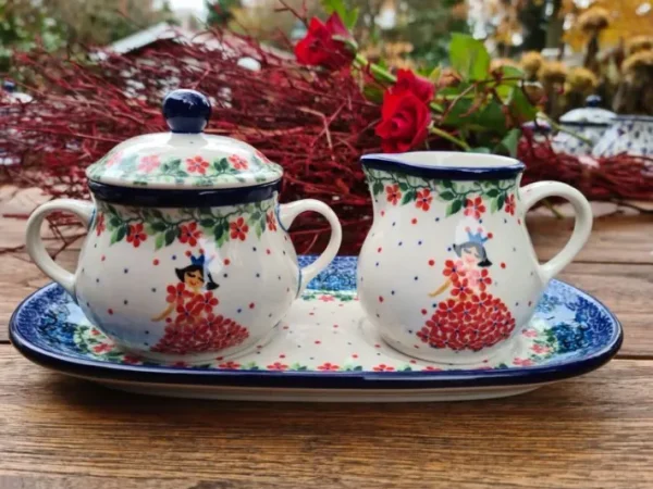Milch, Zucker auf Tablett, Prinzessin^Bunzlauer Keramik Sale