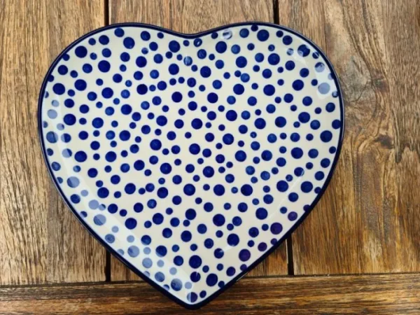 Platte in Herzform, 23 x 22 cm, Crazy Dots^Bunzlauer Keramik Discount