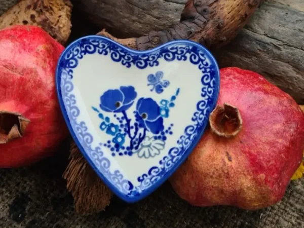 Platte in Herzform, 9 x 9 cm, Garden of Joy^Bunzlauer Keramik Outlet