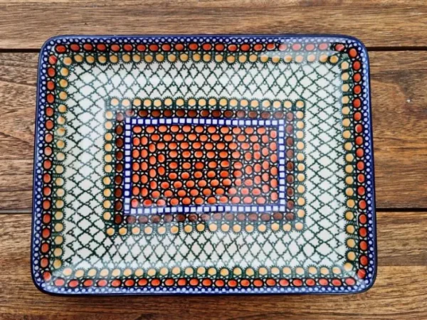 Platte, rechteckig, 27 x 21 cm, Unikat 1^Bunzlauer Keramik Clearance