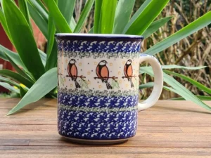 Pott, 600 ml,12 cm, Vogel rot^Bunzlauer Keramik Outlet