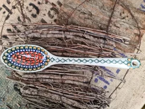 Salatlöffel, 32,5 cm lang, Unikat 1^Bunzlauer Keramik Best