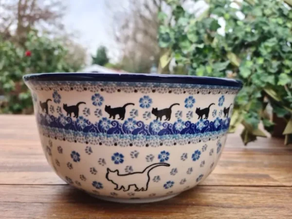 Schale, Ø 22 cm, Höhe 11 cm, 2600 ml, Katze weiß^Bunzlauer Keramik Clearance