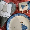 Schöne Träume ! Stoffherz mit Schutzengel & Teller 20 cm & Becher 300 ml^Bunzlauer Keramik New
