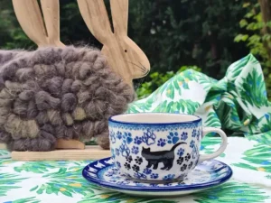 Tasse mit Untertasse, 200 ml, Katze, BSN A-0734^Bunzlauer Keramik Best