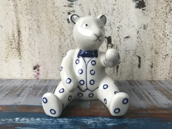 Teddybär, 11,5 cm hoch, White Valentine, BSN J-3356^Bunzlauer Keramik Best