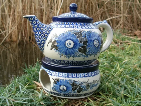 Teekanne mit Stövchen, 1200 ml, Unikat 2 - BSN 10395^Bunzlauer Keramik Outlet