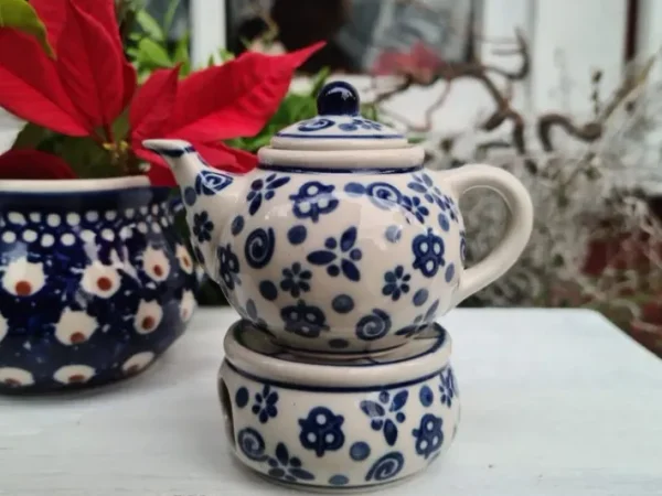 Teekanne mit Stövchen, Miniatur, Tradition 12 - BSN 5839^Bunzlauer Keramik New