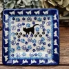 Teller / Platte 15x15 cm, Katze^Bunzlauer Keramik New