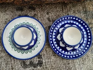 Zweisamkeit, 2er Set Eierbecherteller, BSN J-4640^Bunzlauer Keramik New